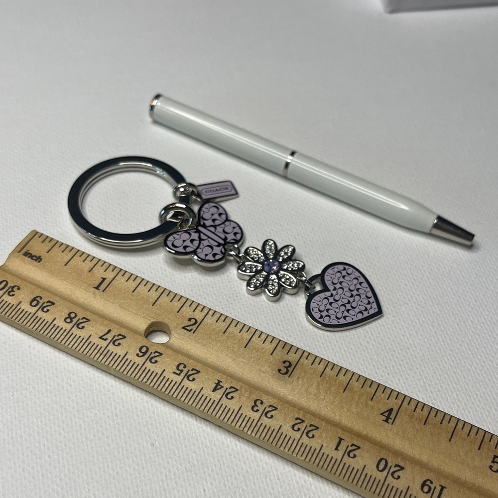 Coach Purple Butterfly and Heart Keychain and Coach Pen - Picture 3 of 5